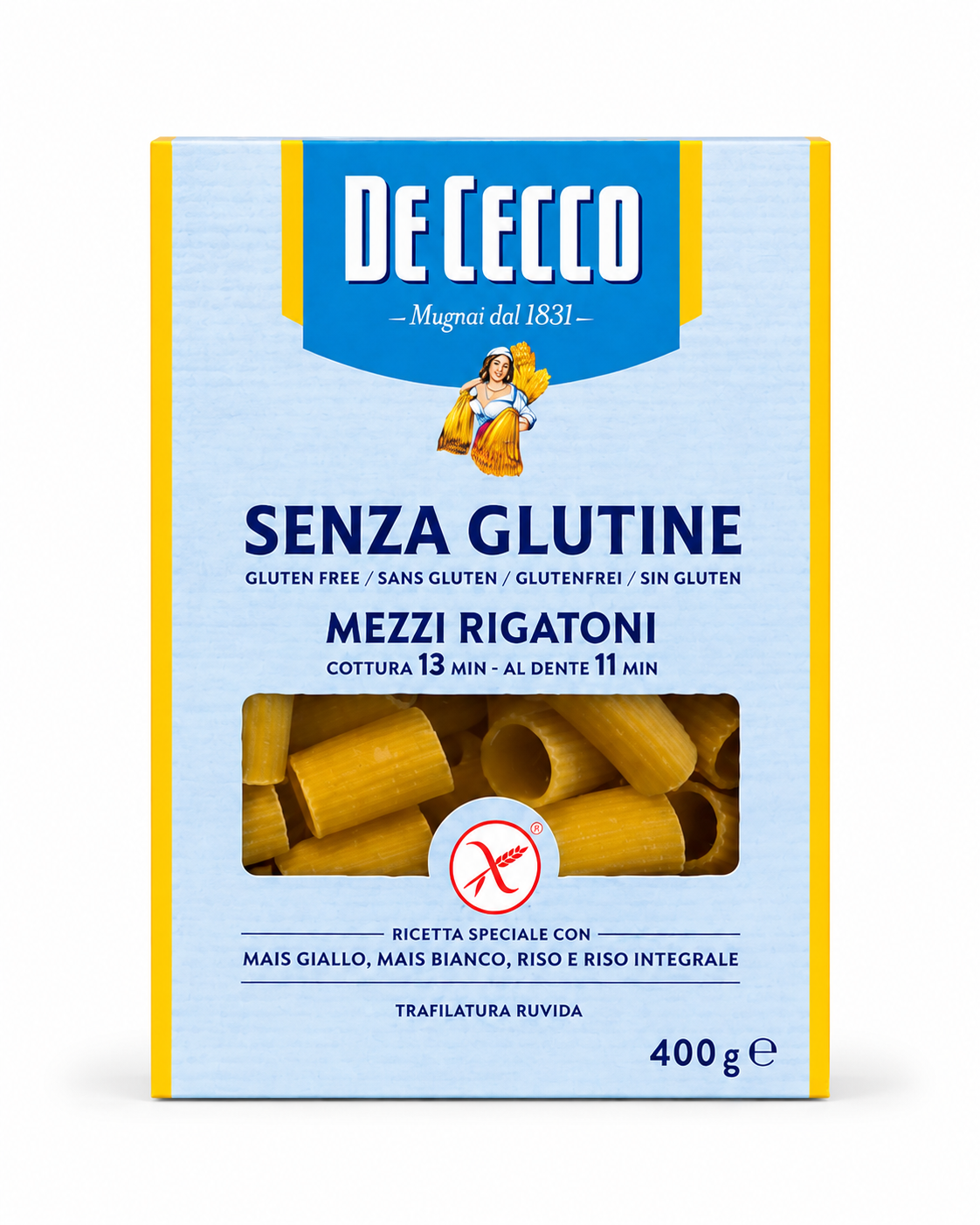 Mezzi Rigatoni De Cecco senza glutine 400gr